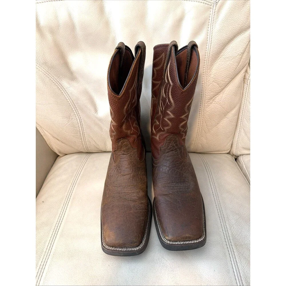 Justin Boots 11D Chet Mens Stampede Cowboy Leather Brown 7222